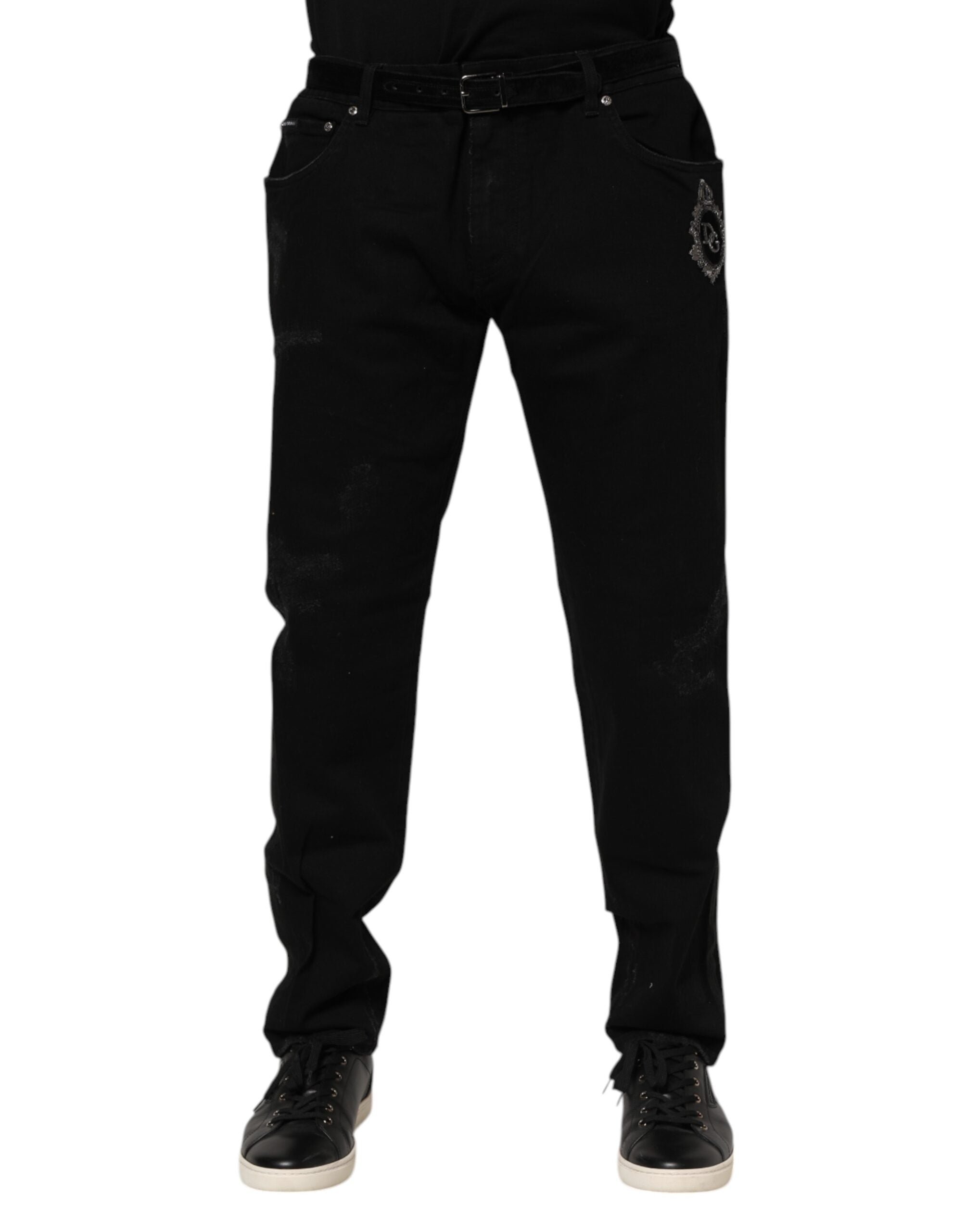 Dolce & Gabbana Black Cotton Skinny Men Denim Jeans